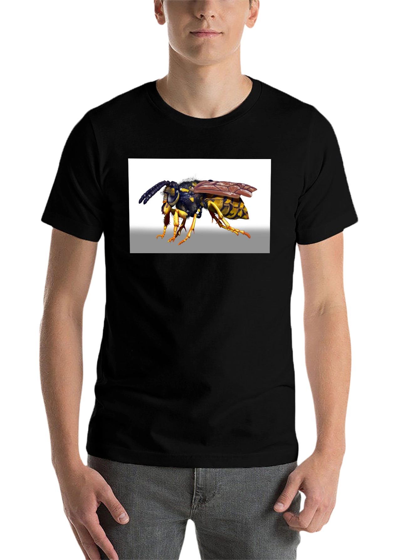Black Wasp Graphic T-Shirt - Black Cotton Tee view 7