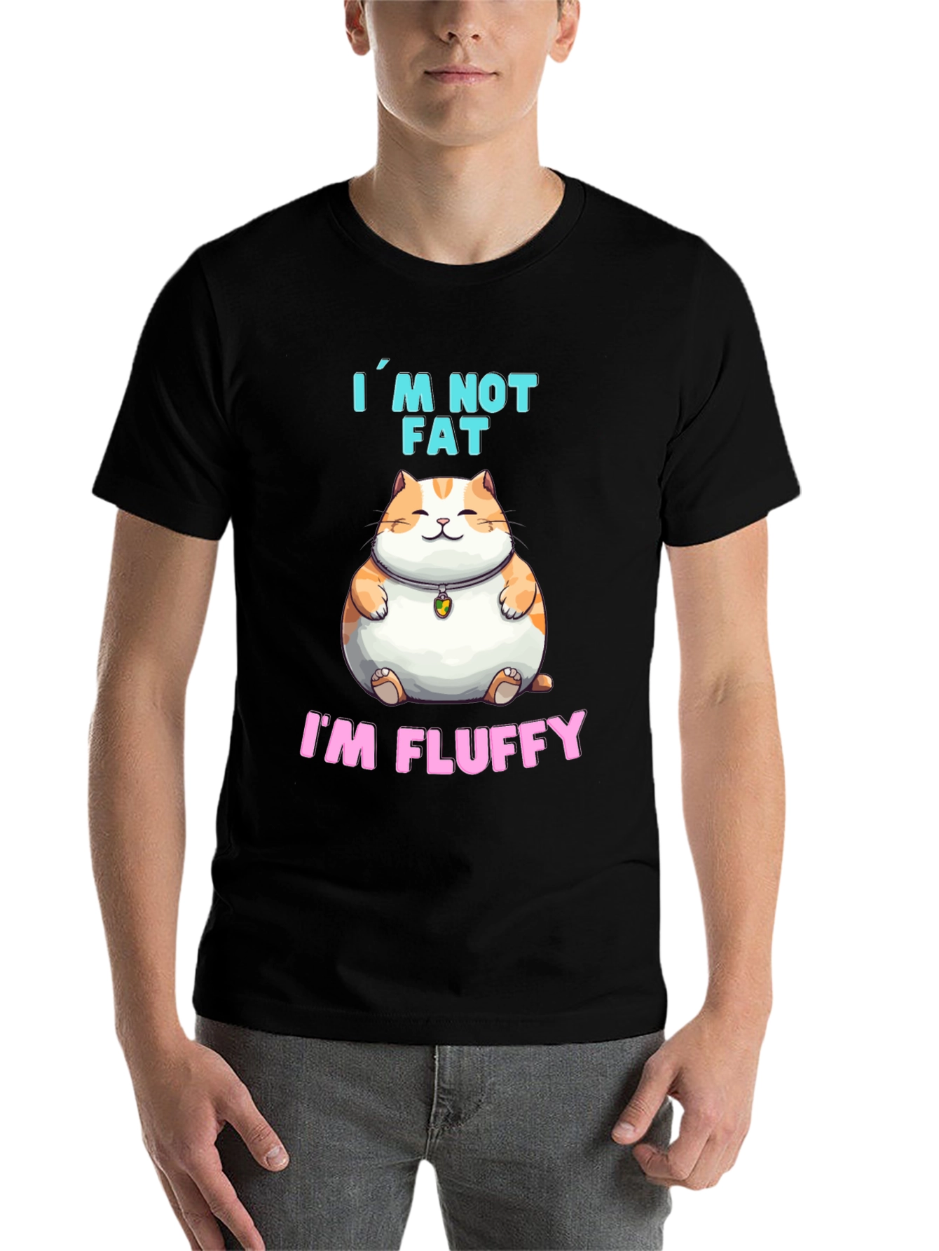Black I'm Not Fat, I'm Fluffy T-Shirt view 7