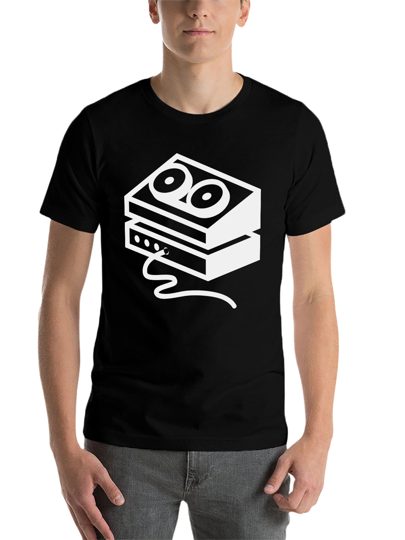 Black Retro Tape Deck Graphic Tee - Vintage Style view 7