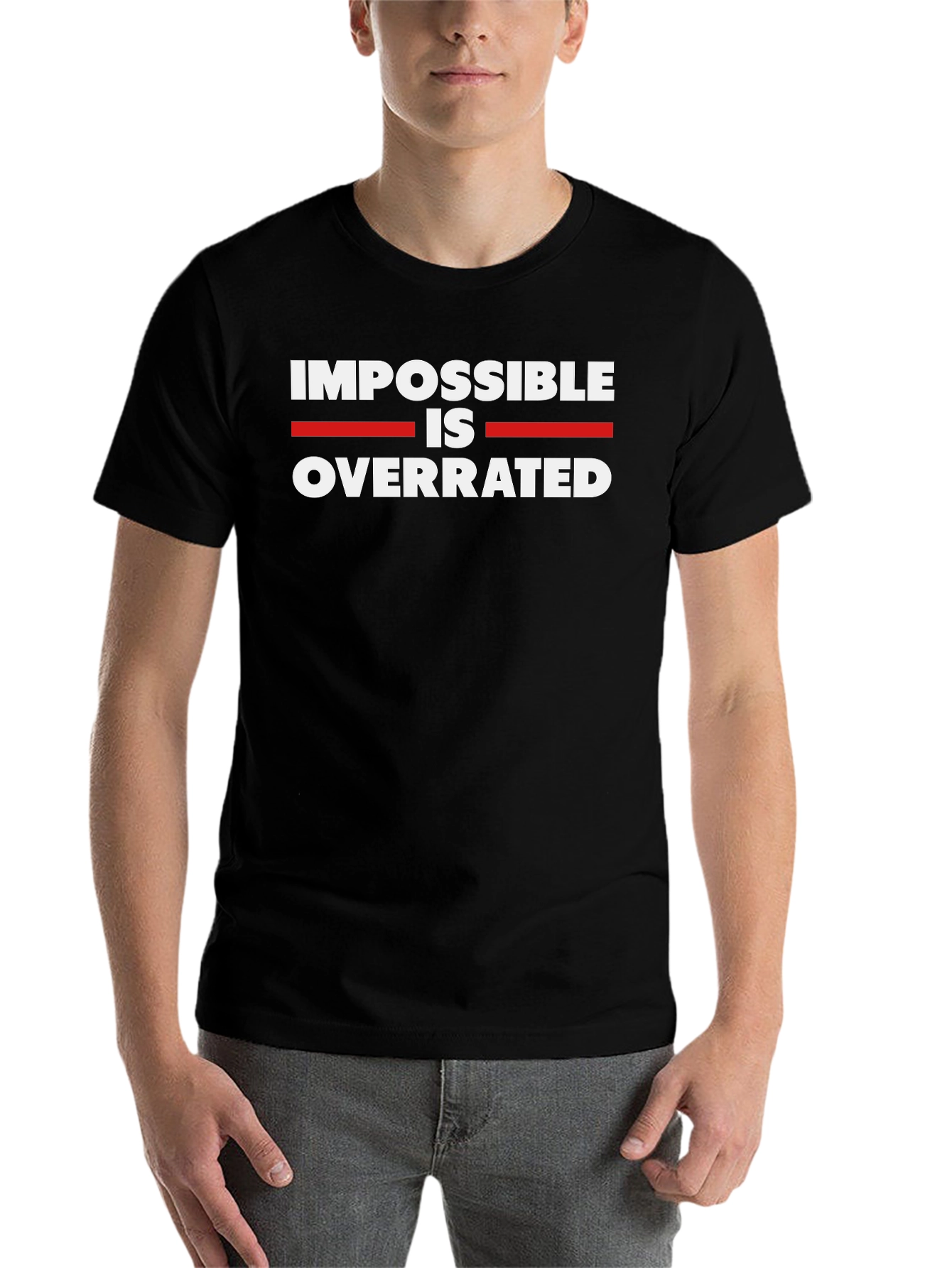 Black Impossible is Overrated Black Graphic Tee view 7