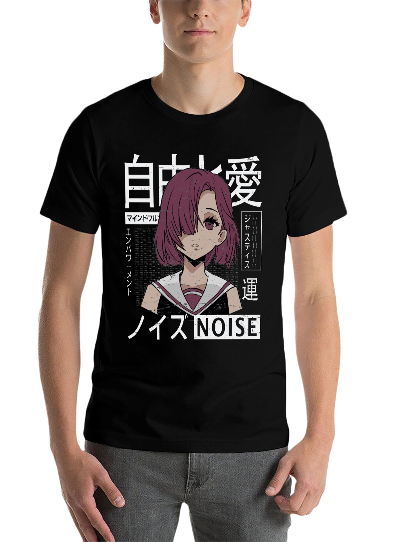 Black Anime Girl Graphic Tee - Japanese Aesthetic Shirt view 7