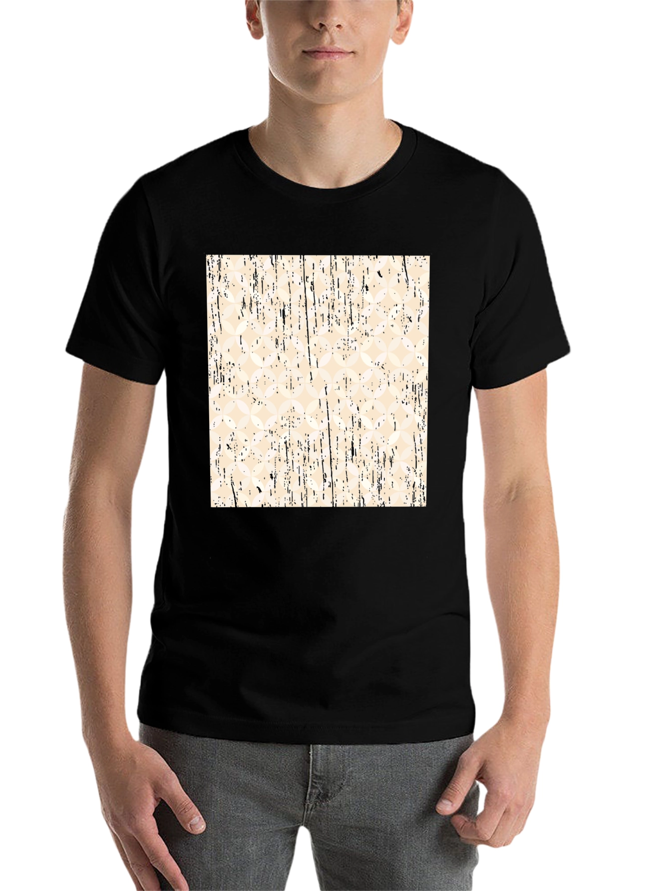 Black Modern Pattern Black T-Shirt view 7