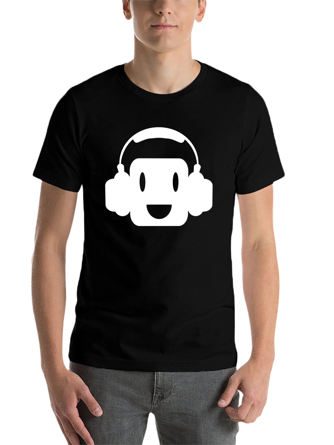 Black DJ Emoji Graphic Tee - Black Cotton T-Shirt view 7
