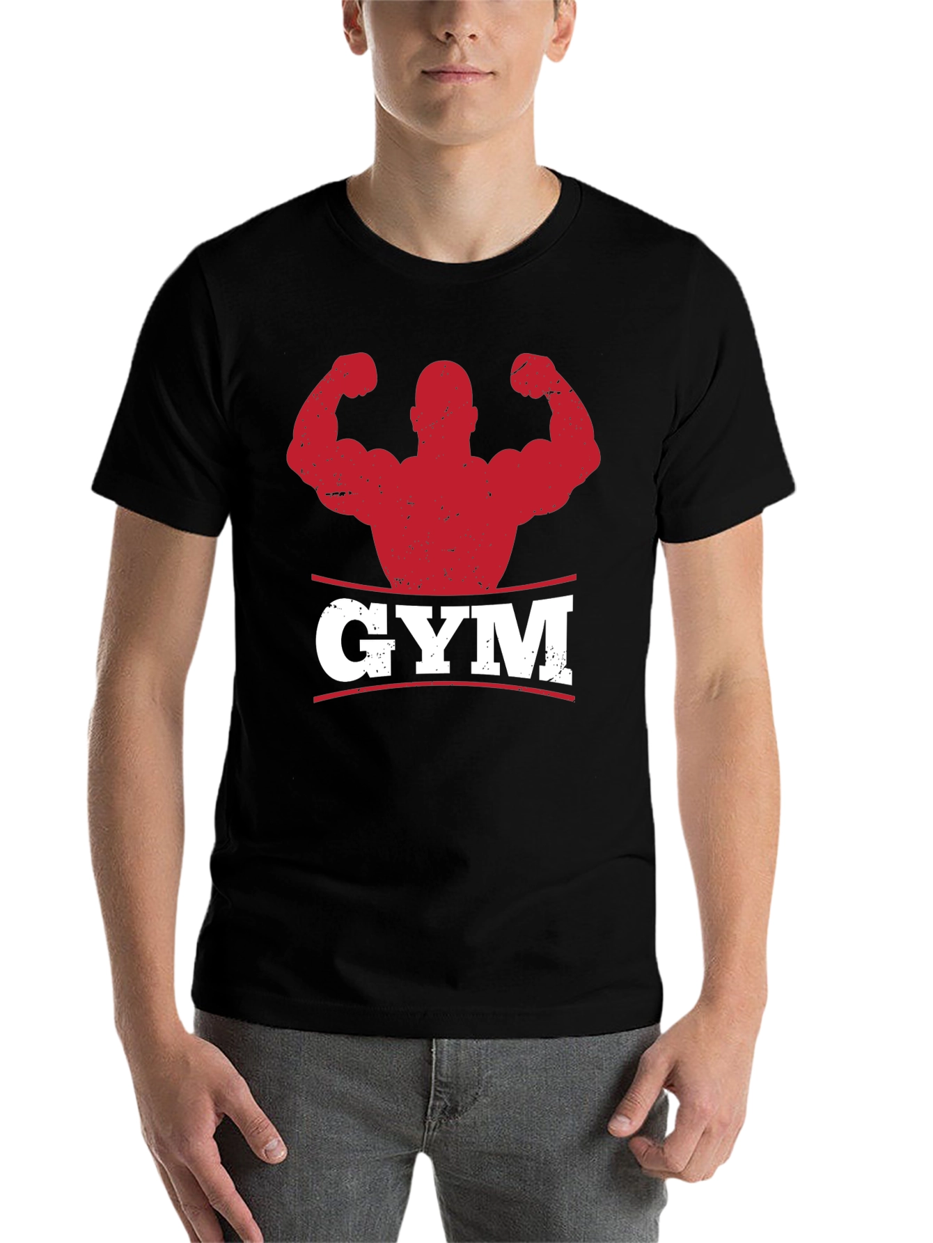 Black Gym Graphic Print Men's Black T-Shirt view 7