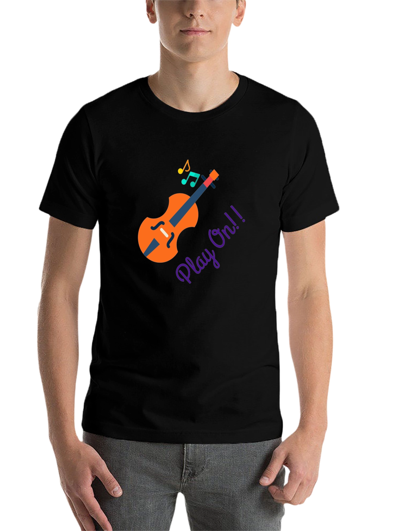 Black Play On! Musical Instrument T-Shirt view 7