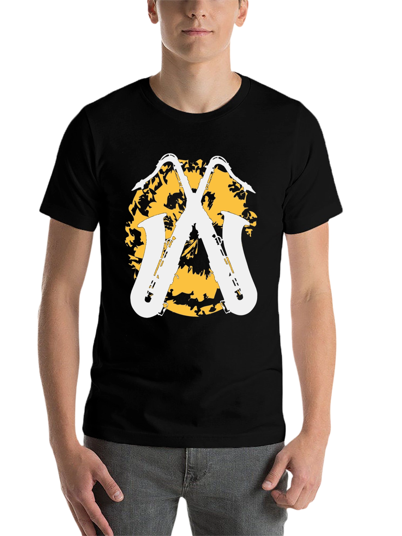 Black Saxophone Graphic Tee - Stylish Music Lover's Shirt view 7