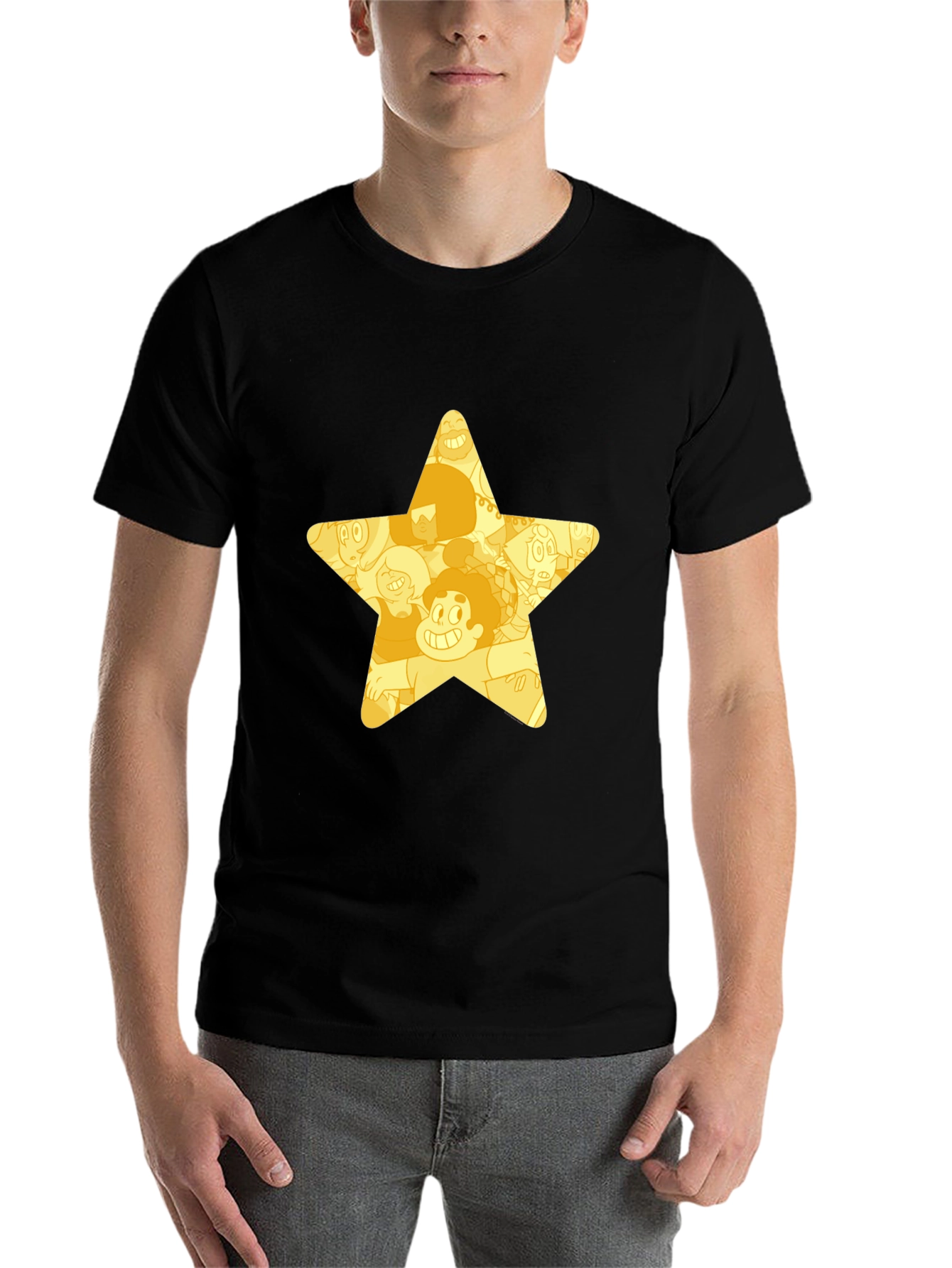 Black Star Cartoon Character Black T-Shirt view 7