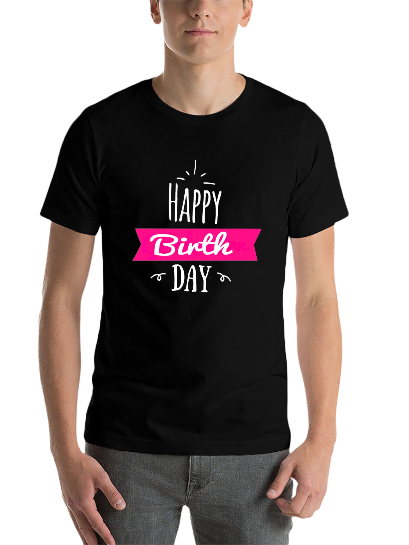 Black Happy Birthday Graphic Print T-Shirt view 7
