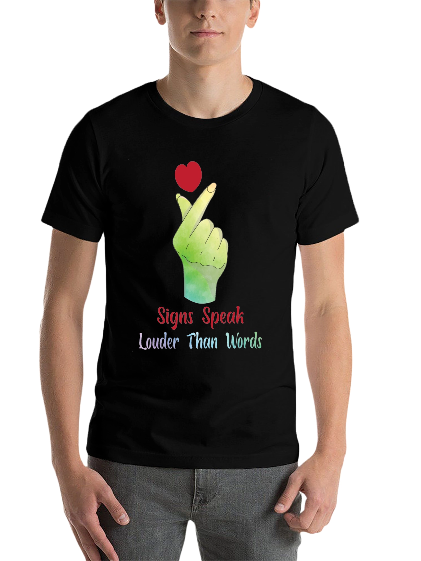 Black Signs Speak Louder Than Words Graphic Tee view 7