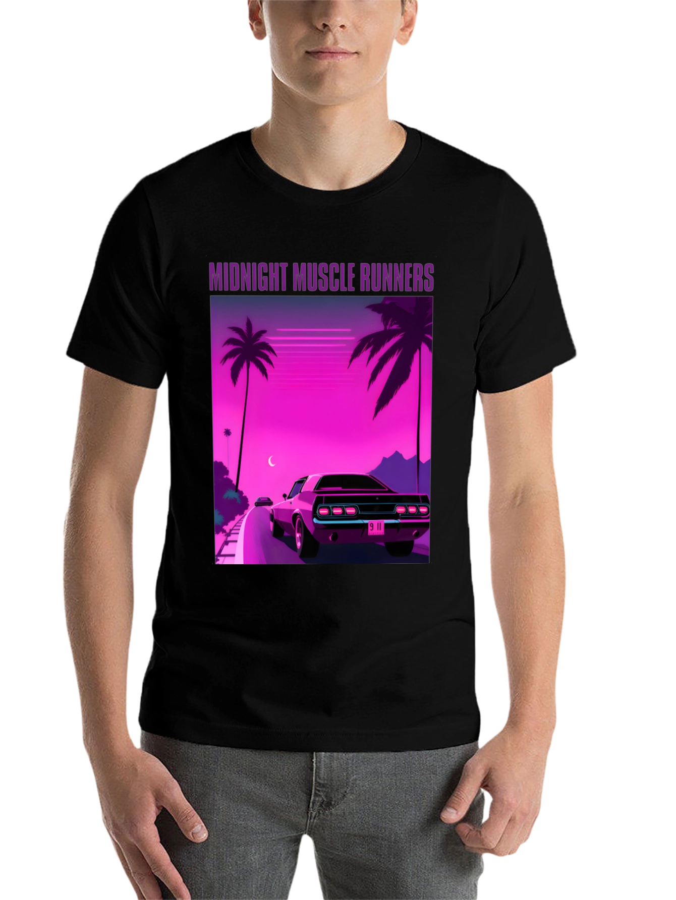 Black Midnight Muscle Runners Graphic Tee view 7