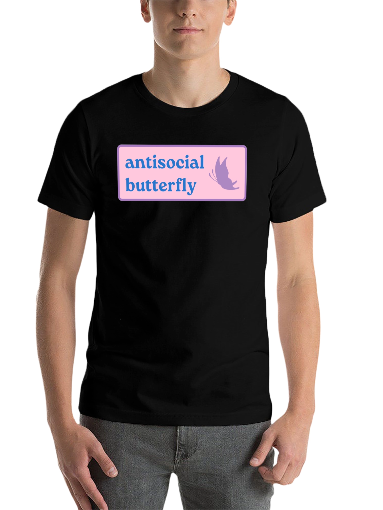 Black Antisocial Butterfly Graphic Tee - Black view 7