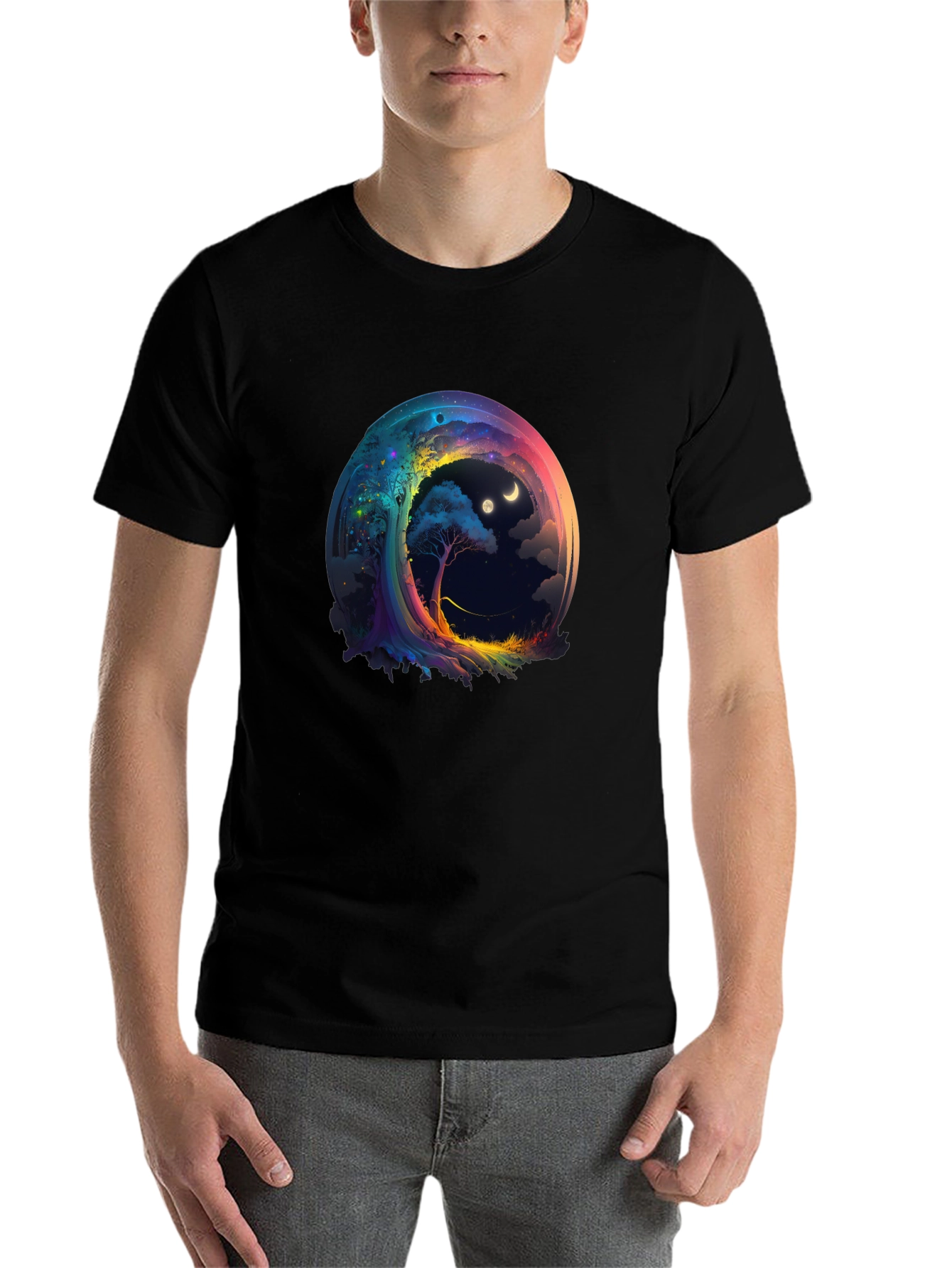 Black Cosmic Dreamscape T-Shirt - Unique Graphic Tee view 7