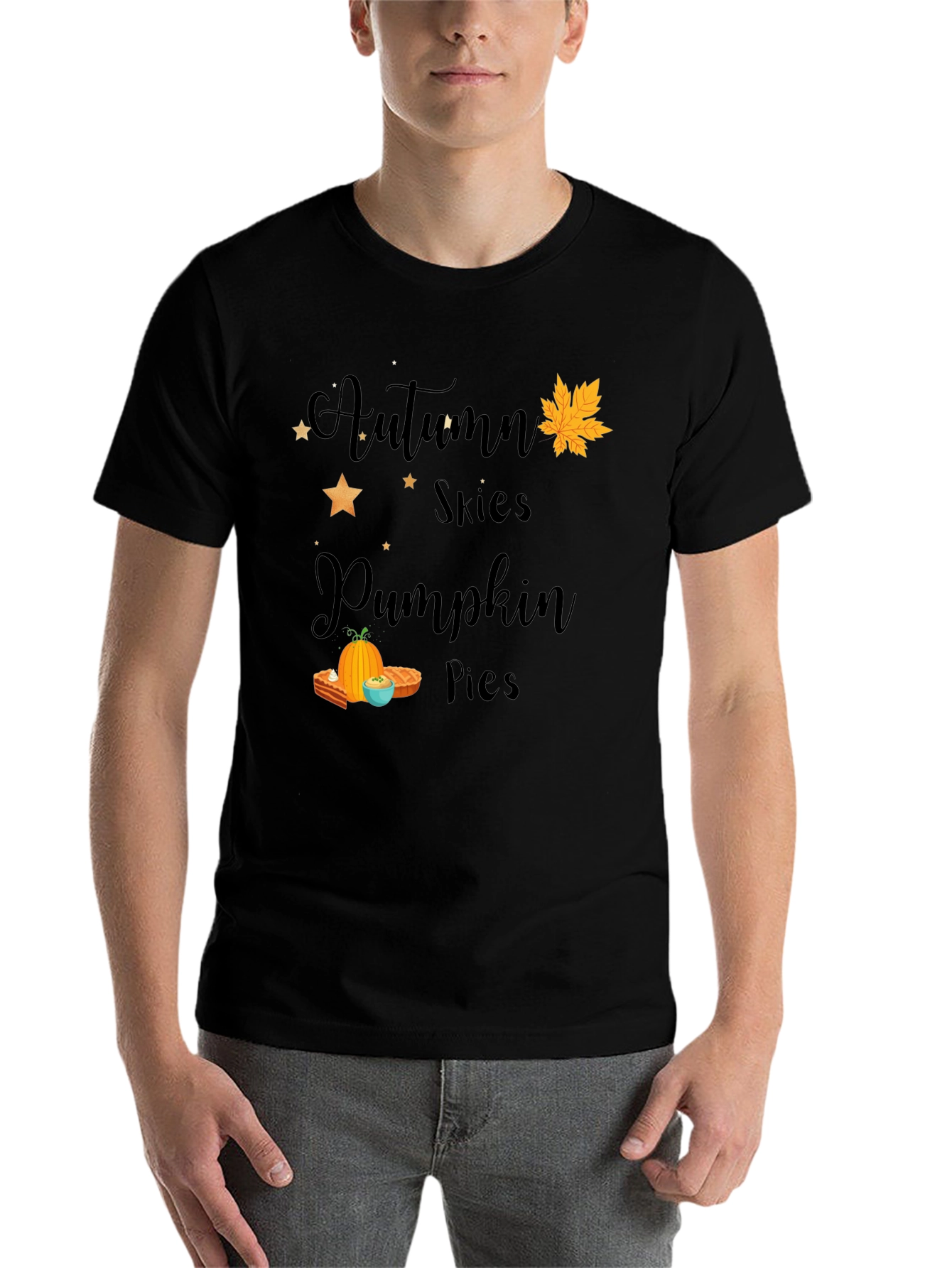 Black Autumn Skies Pumpkin Pies Graphic T-Shirt view 7
