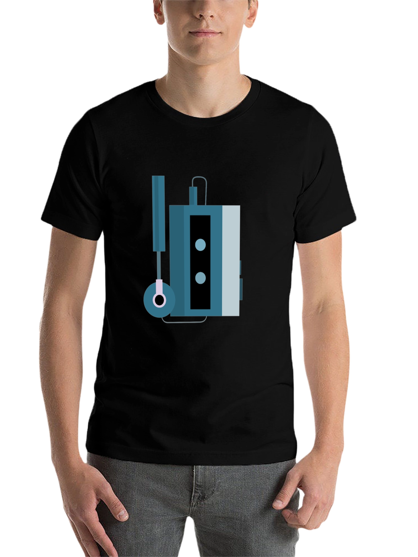 Black Retro Cassette Player Graphic Tee - Black view 7