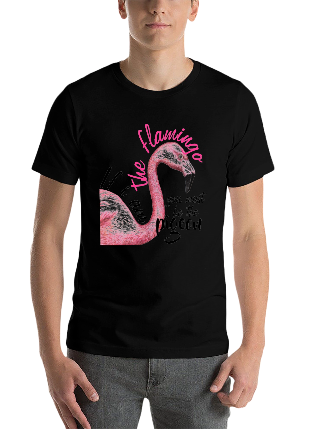 Black Flamingo Graphic Print Tee - Be the Flamingo T-Shirt view 7