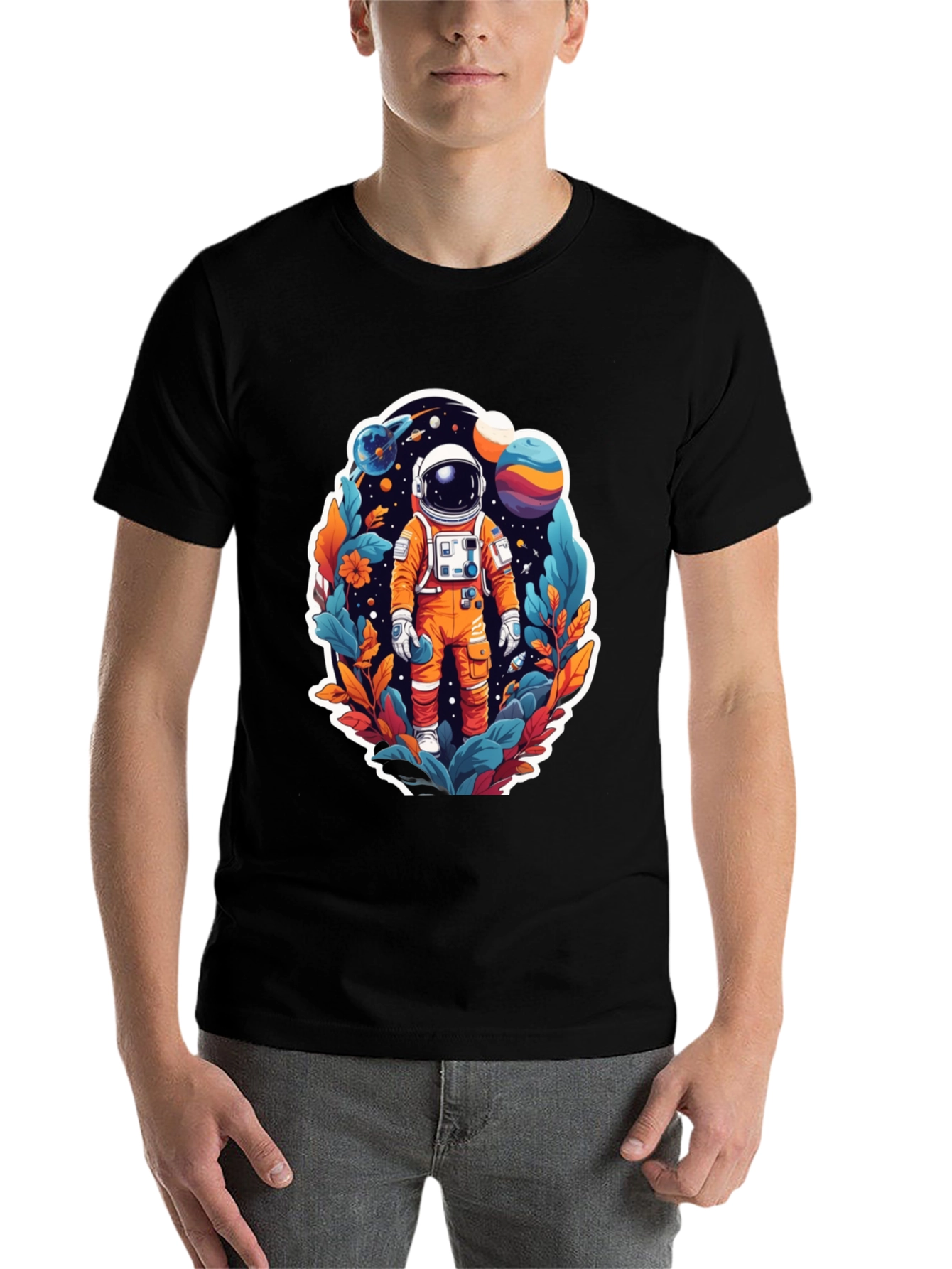 Black Astronaut in Space T-Shirt view 7