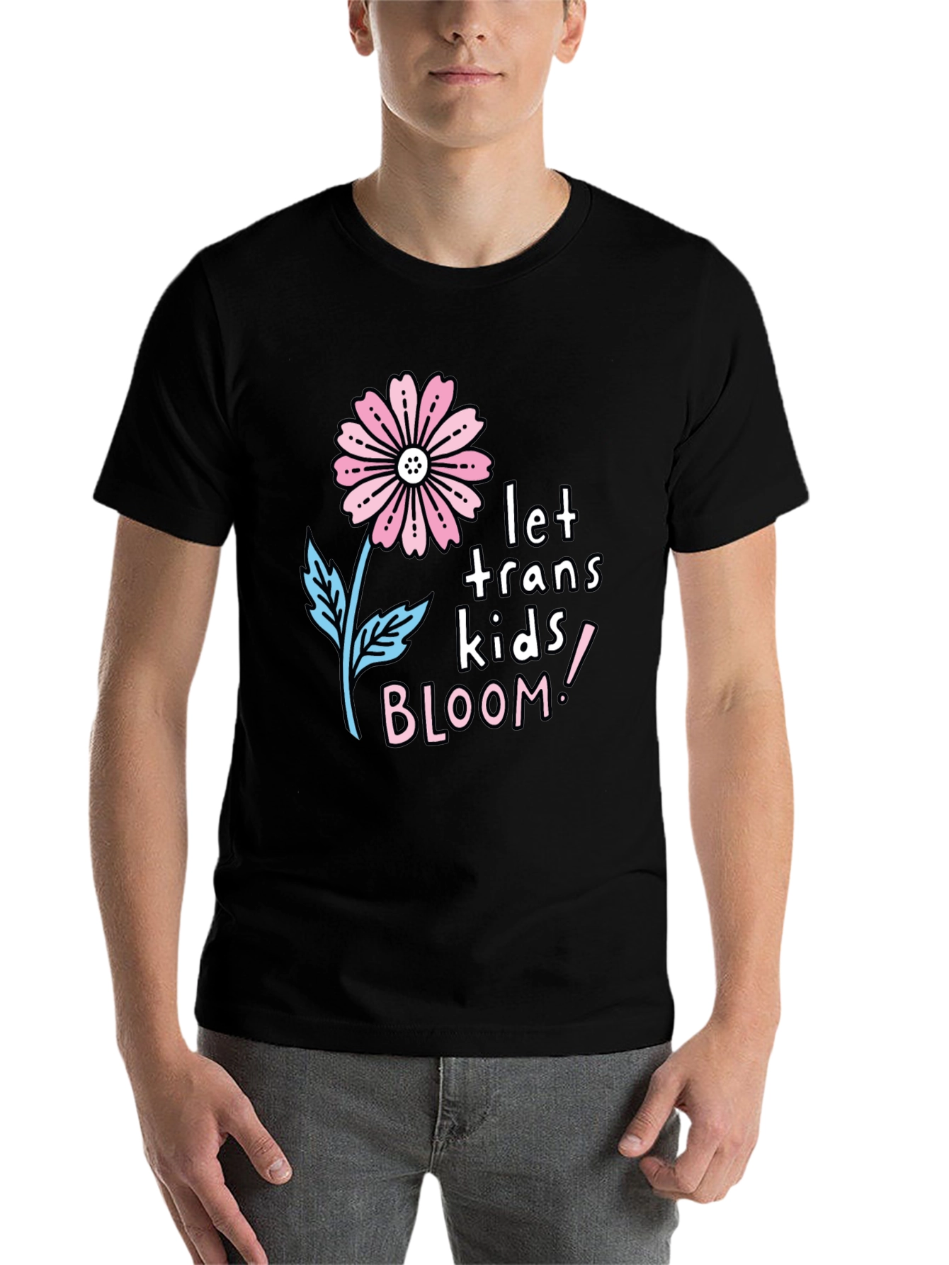 Black Let Trans Kids Bloom Graphic Tee - Black view 7