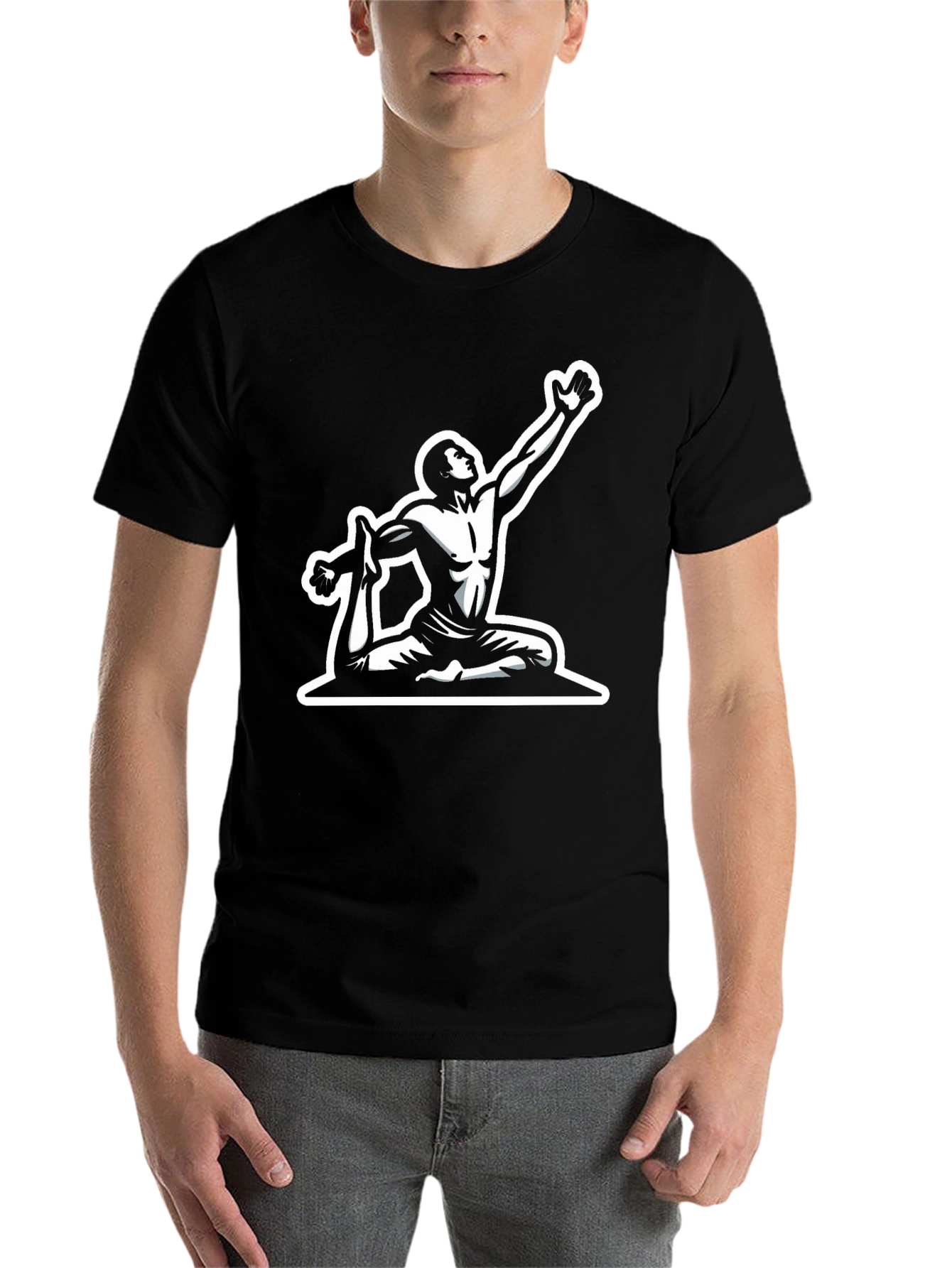 Black Yoga Pose Graphic Tee - Black Cotton Blend view 7
