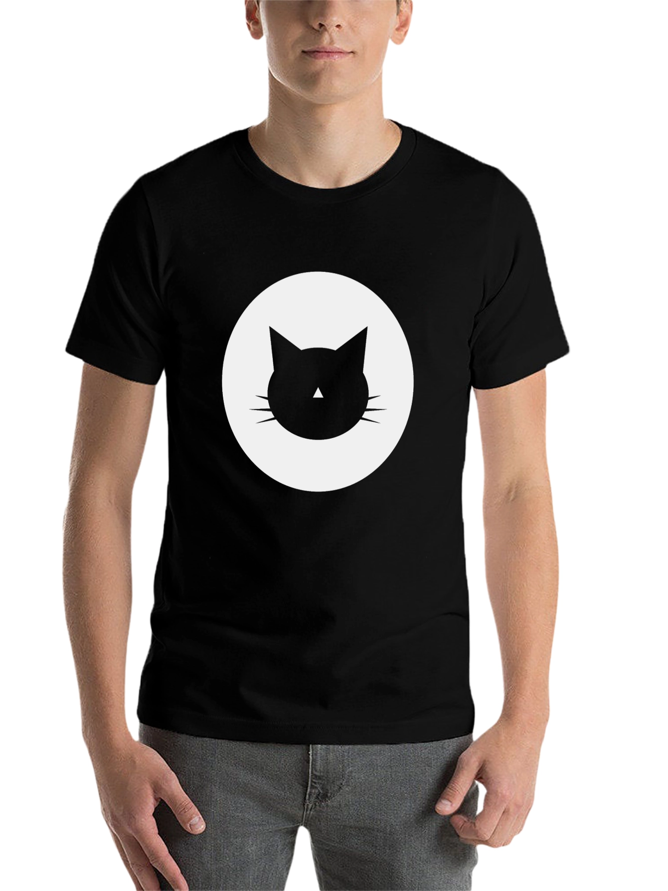 Black Cool Cat Graphic Tee - Black view 7