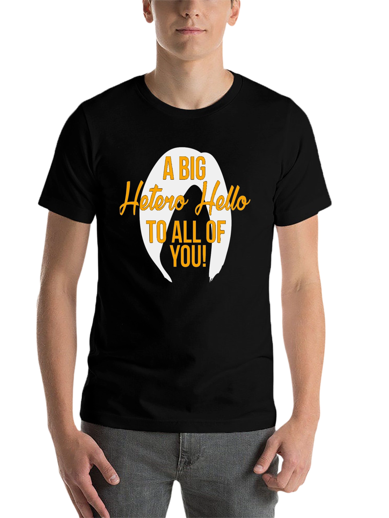 Black A Big Hetero Hello Black T-Shirt view 7