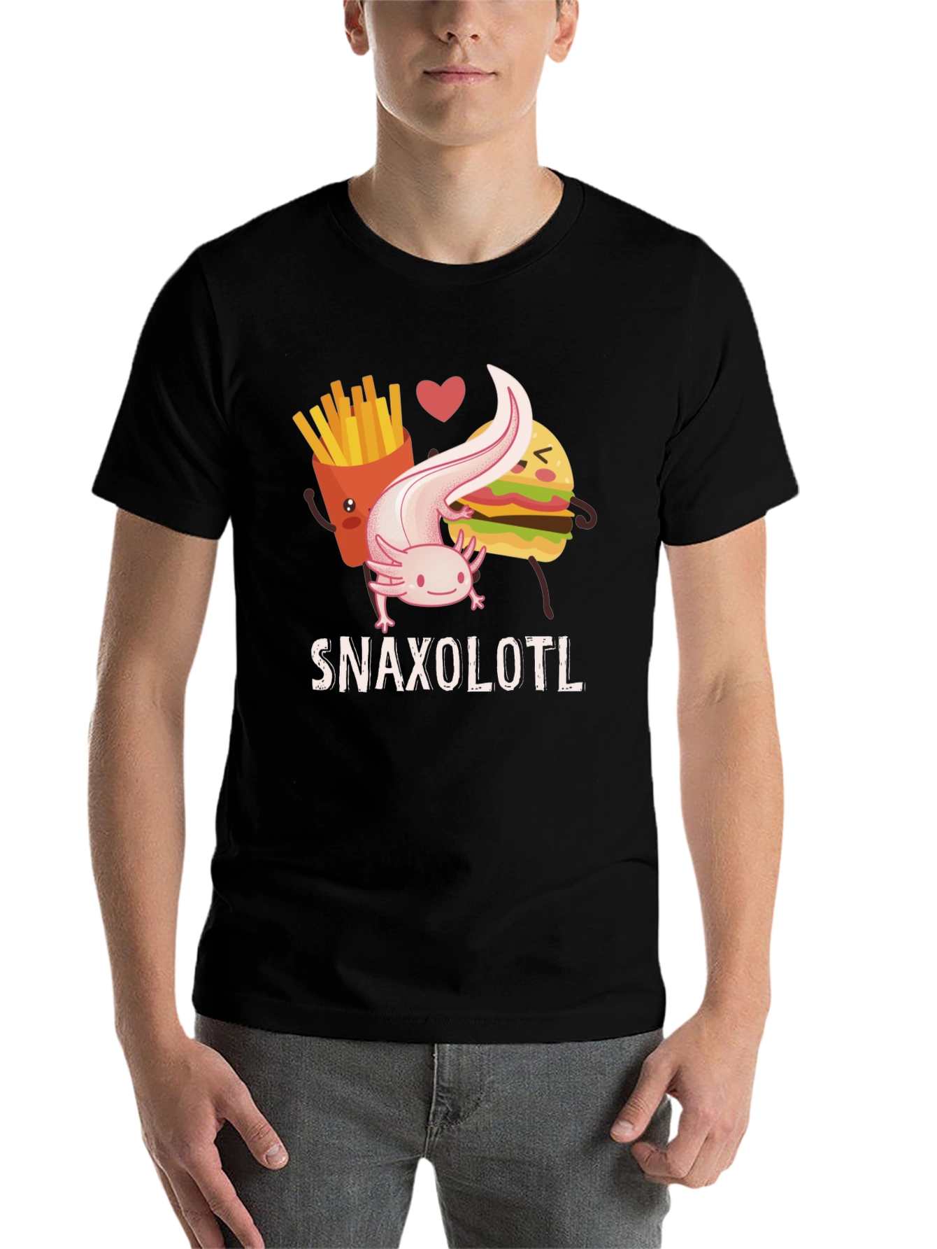 Black Snaxolotl Funny Axolotl Food Lover T-Shirt view 7