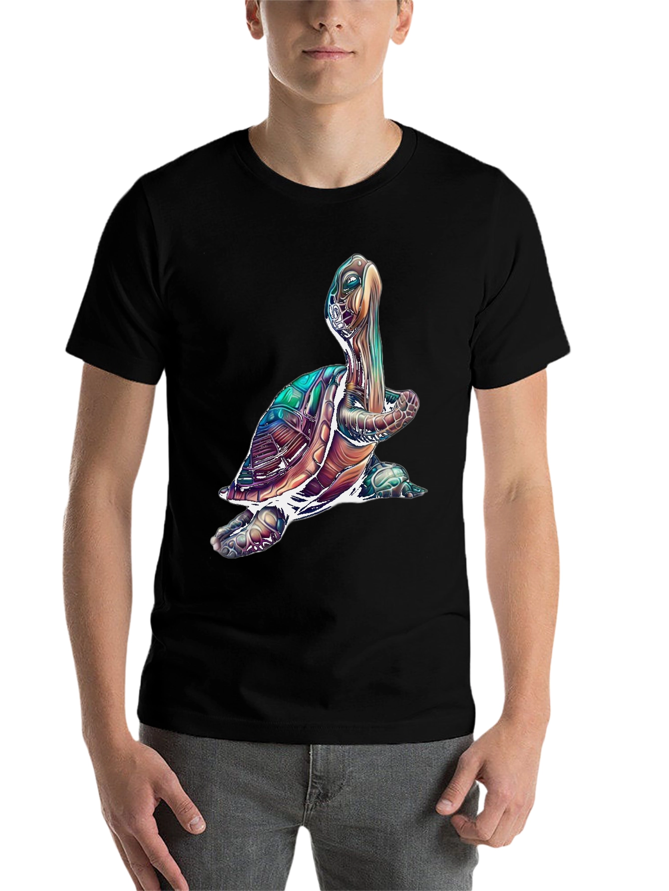 Black Turtle Graphic Tee - Cool Sea Turtle T-Shirt view 7