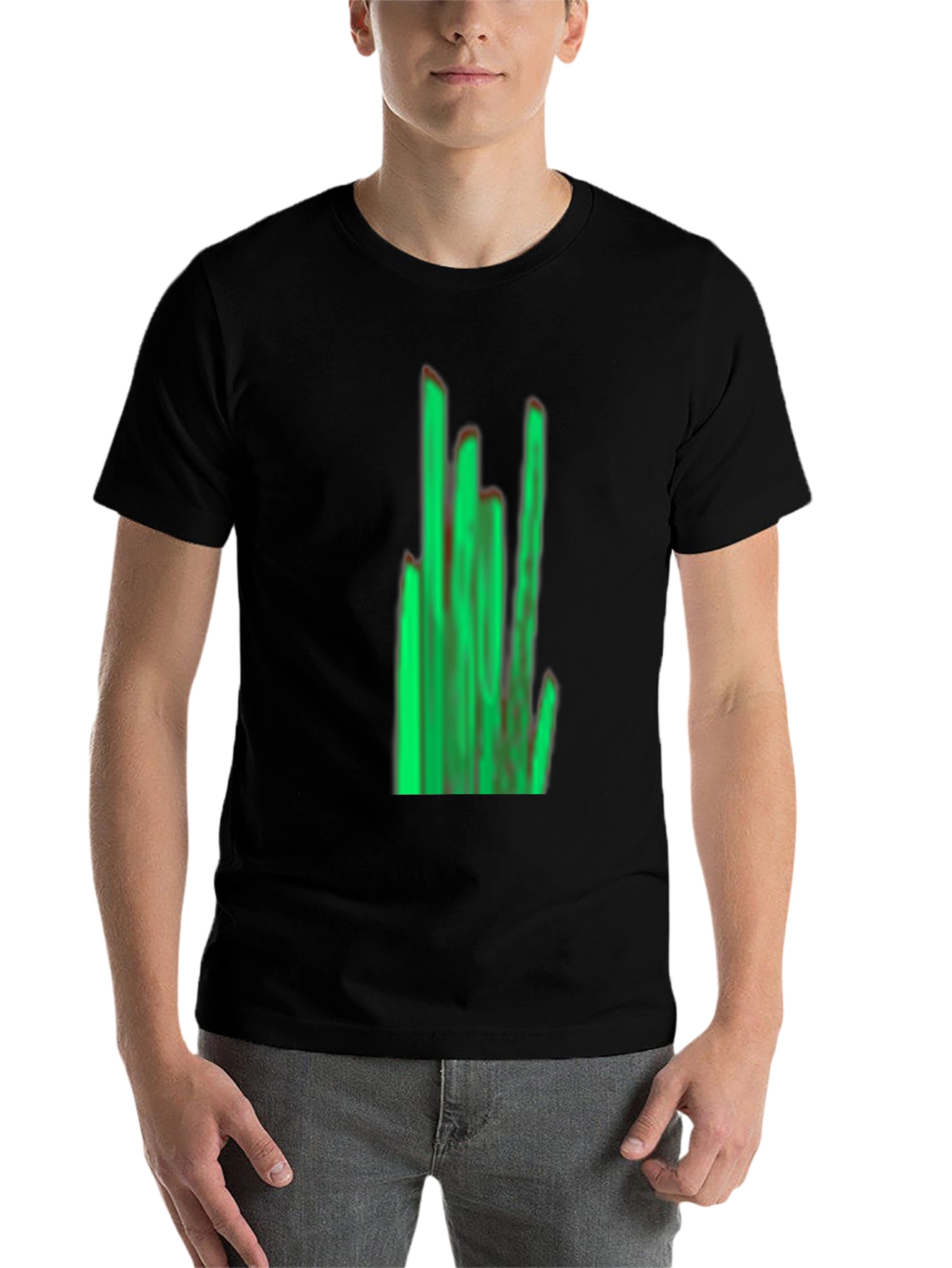 Black Green Graphic Black T-Shirt view 7