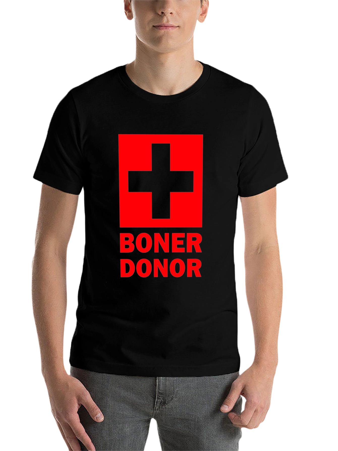 Black Boner Donor Graphic T-Shirt - Red Cross view 7