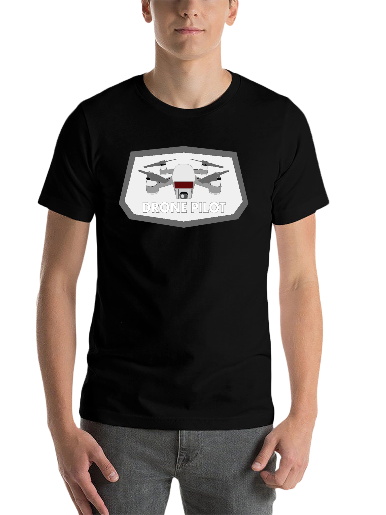 Black Drone Pilot Graphic Tee - Black Cotton T-Shirt view 7