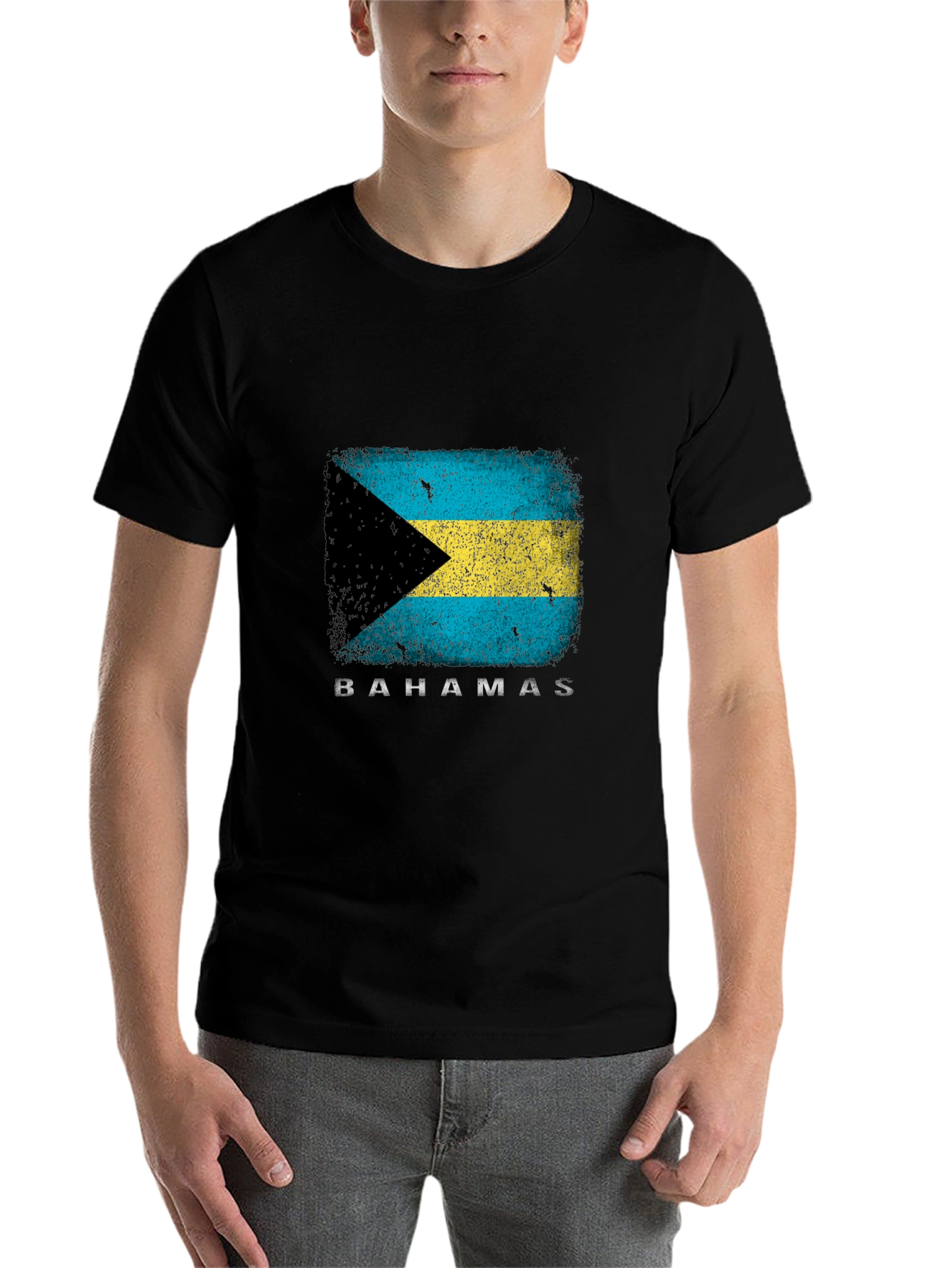 Black Bahamas Flag Graphic T-Shirt - Black view 7