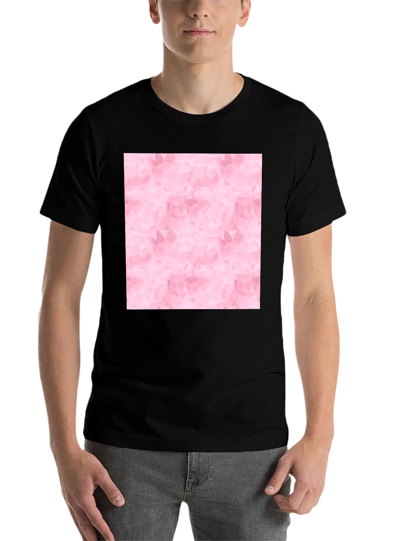 Black Abstract Pink Pattern Black T-Shirt view 7