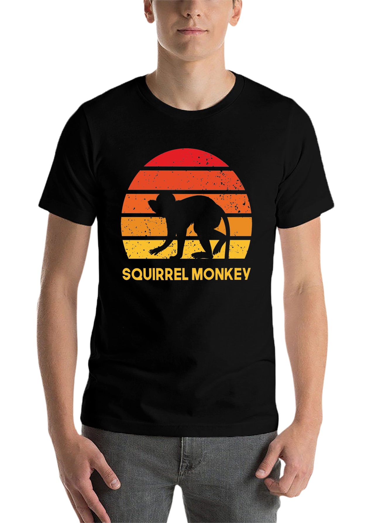 Black Squirrel Monkey Sunset Graphic Tee view 7