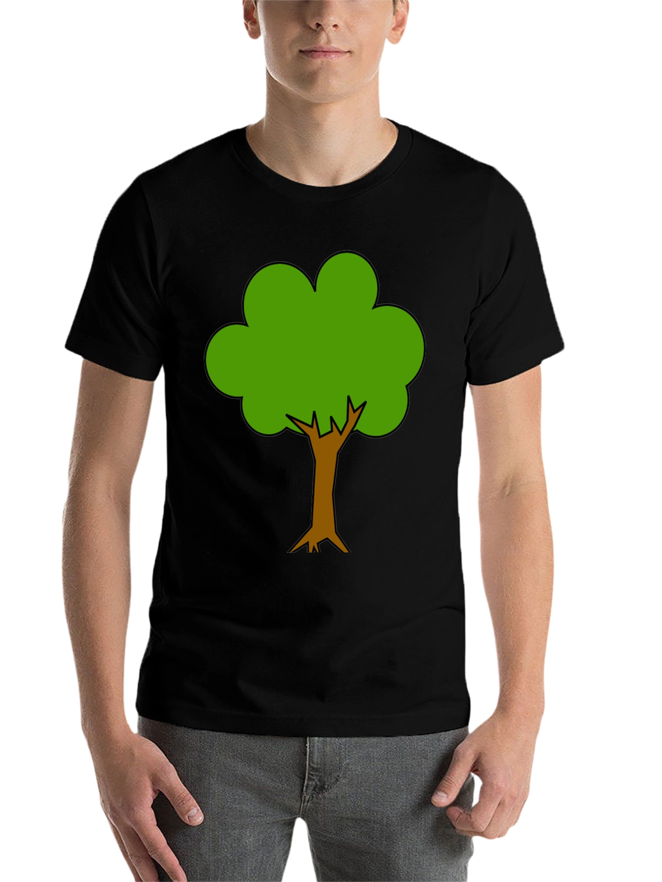 Black Tree Graphic T-Shirt - Black, Casual Style view 7