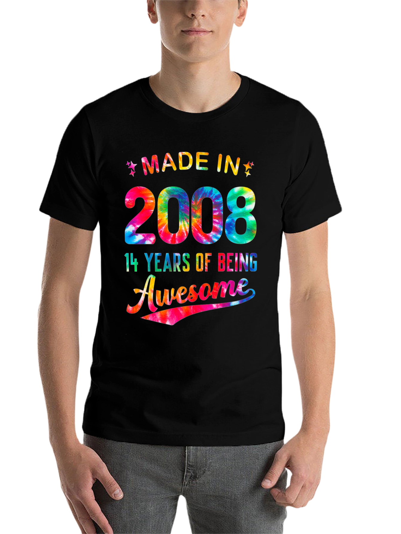 Black Made in 2008 - 14 Years of Being Awesome T-Shirt view 7