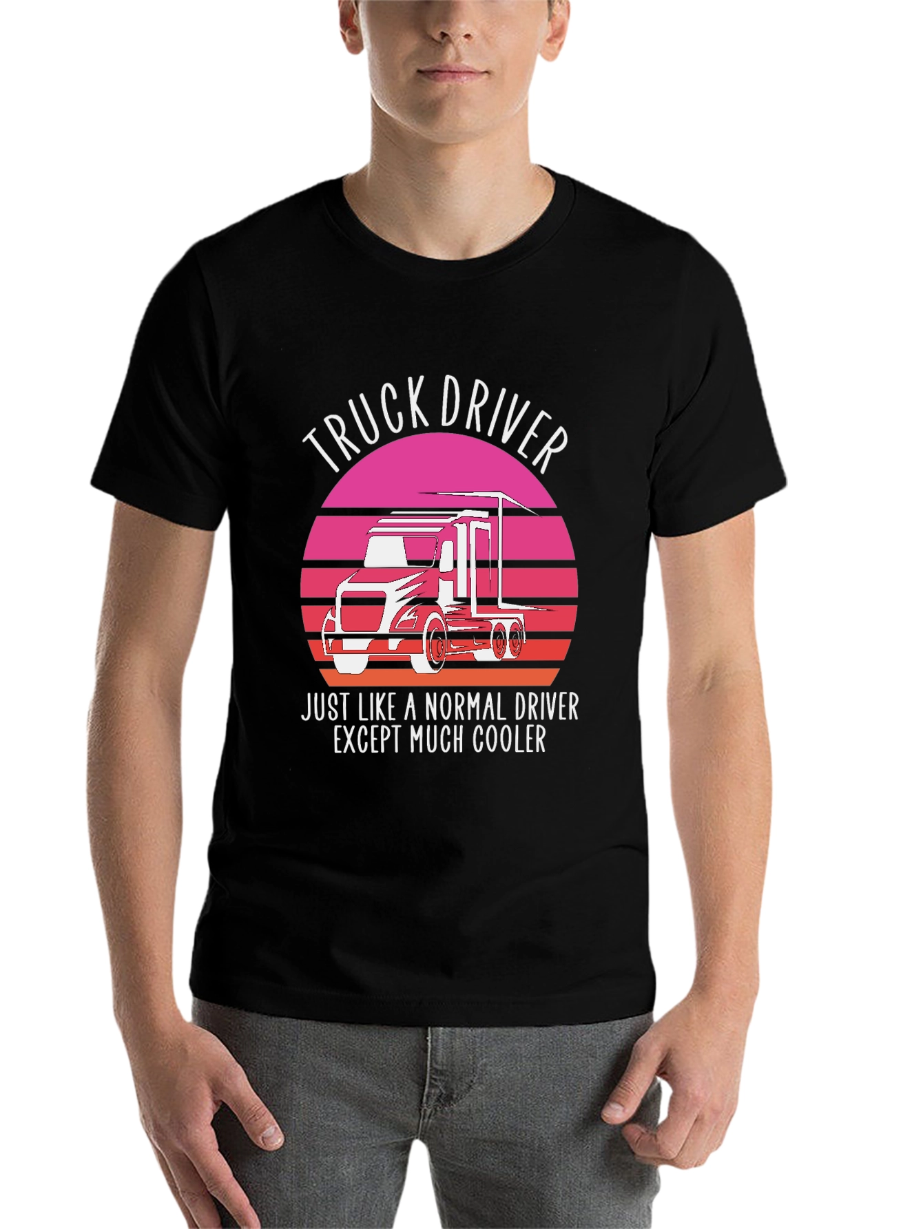 Black Truck Driver T-Shirt - Cooler Than Normal! view 7