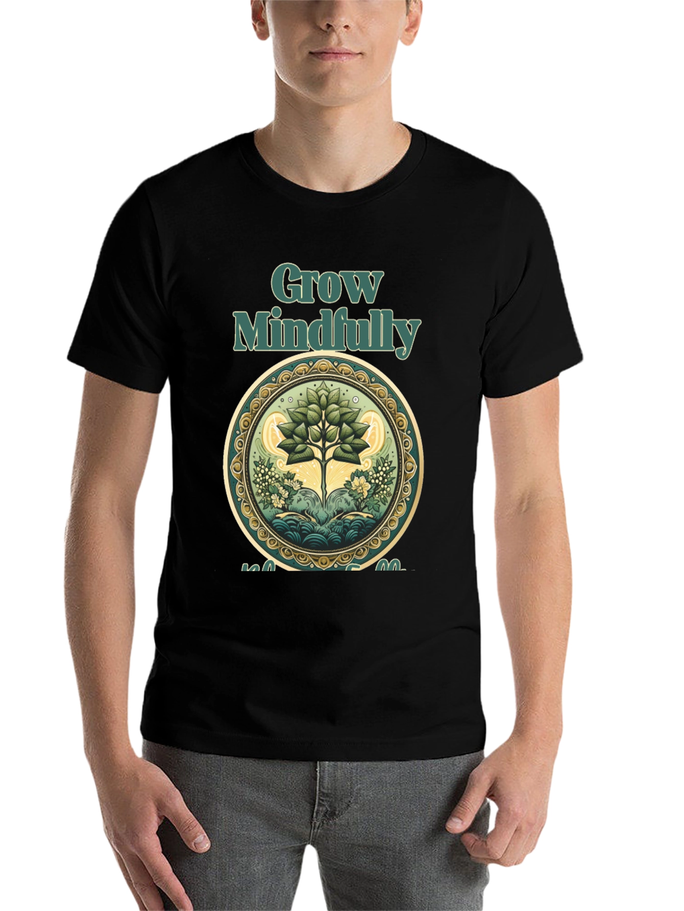 Black Grow Mindfully Tree Graphic Tee view 7