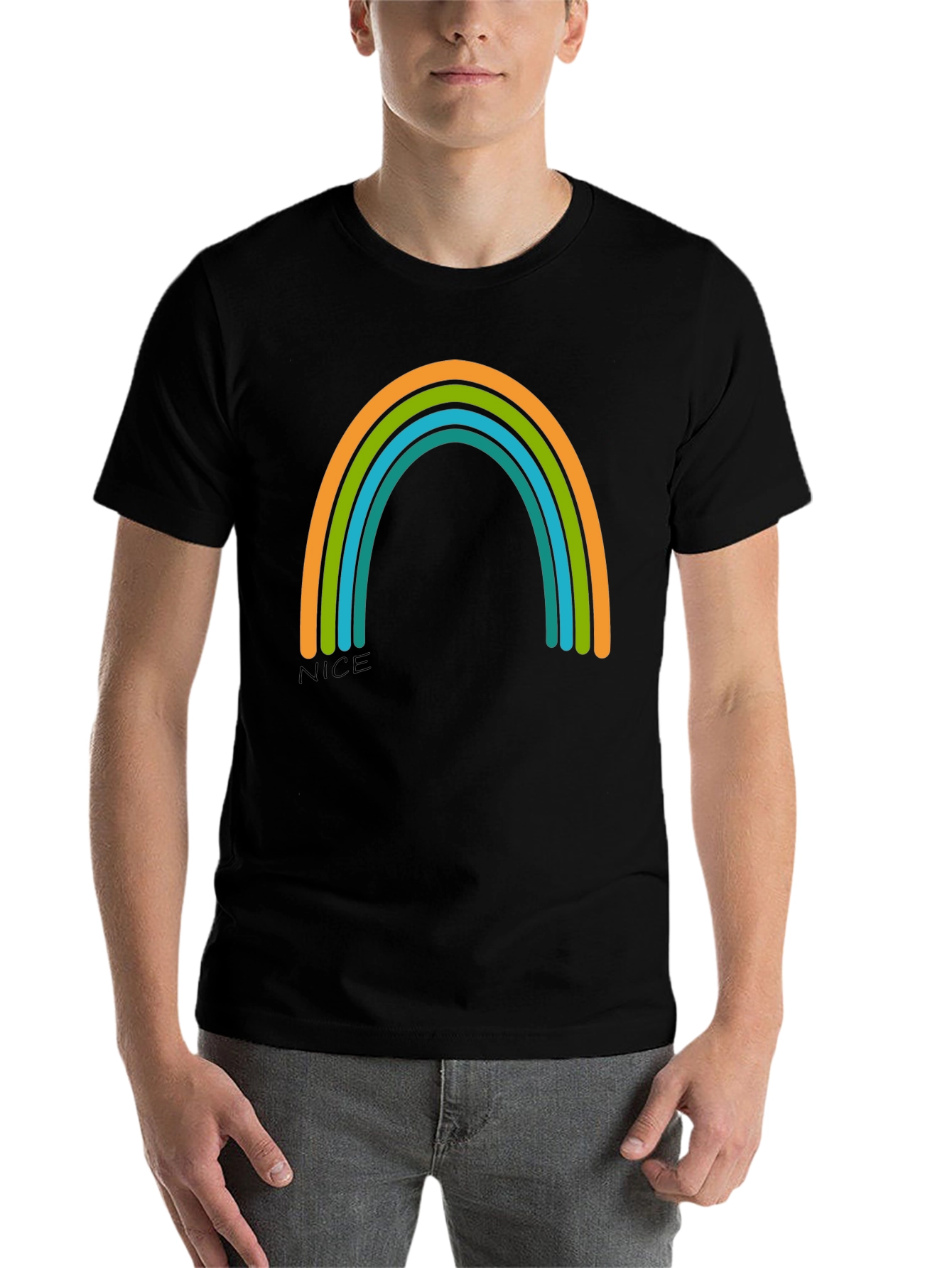 Black Rainbow Graphic Tee - Casual Black T-Shirt view 7