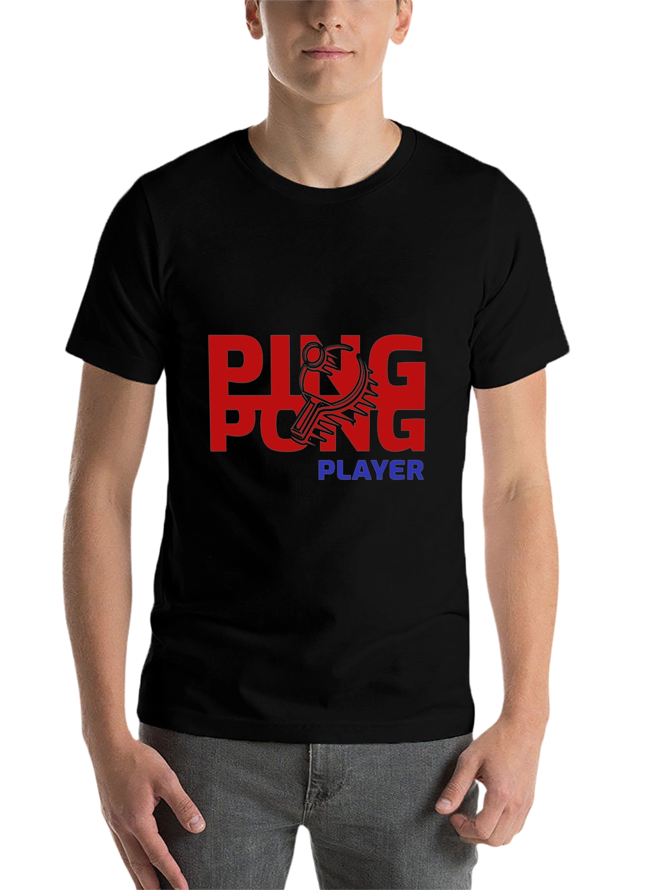 Black Ping Pong Player Graphic Tee - Stylish & Comfortable view 7