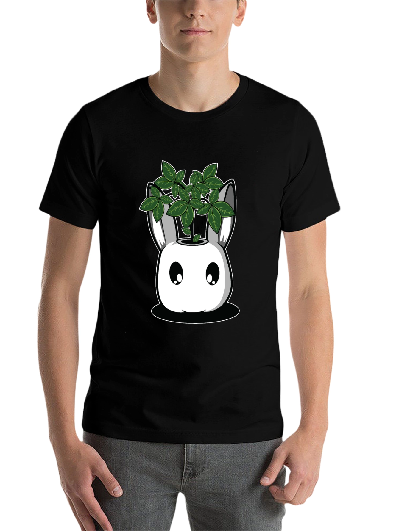 Black Bunny Planter Graphic Tee - Black Cotton Blend view 7