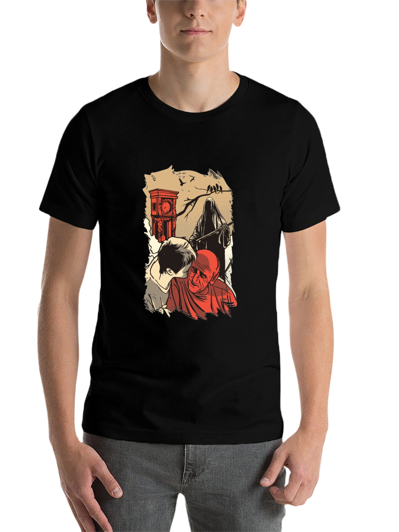 Black Grim Reaper Graphic T-Shirt - Time & Mortality view 7