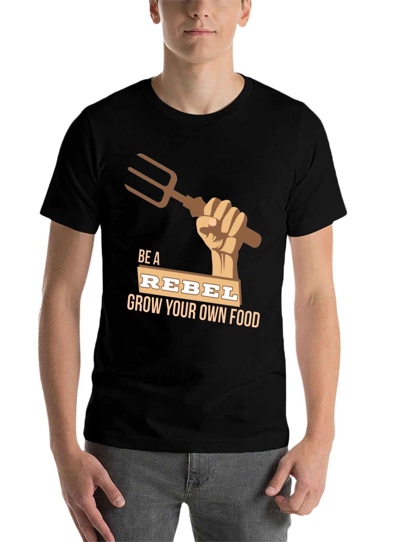 Black Be A Rebel Grow Your Own Food T-Shirt view 7