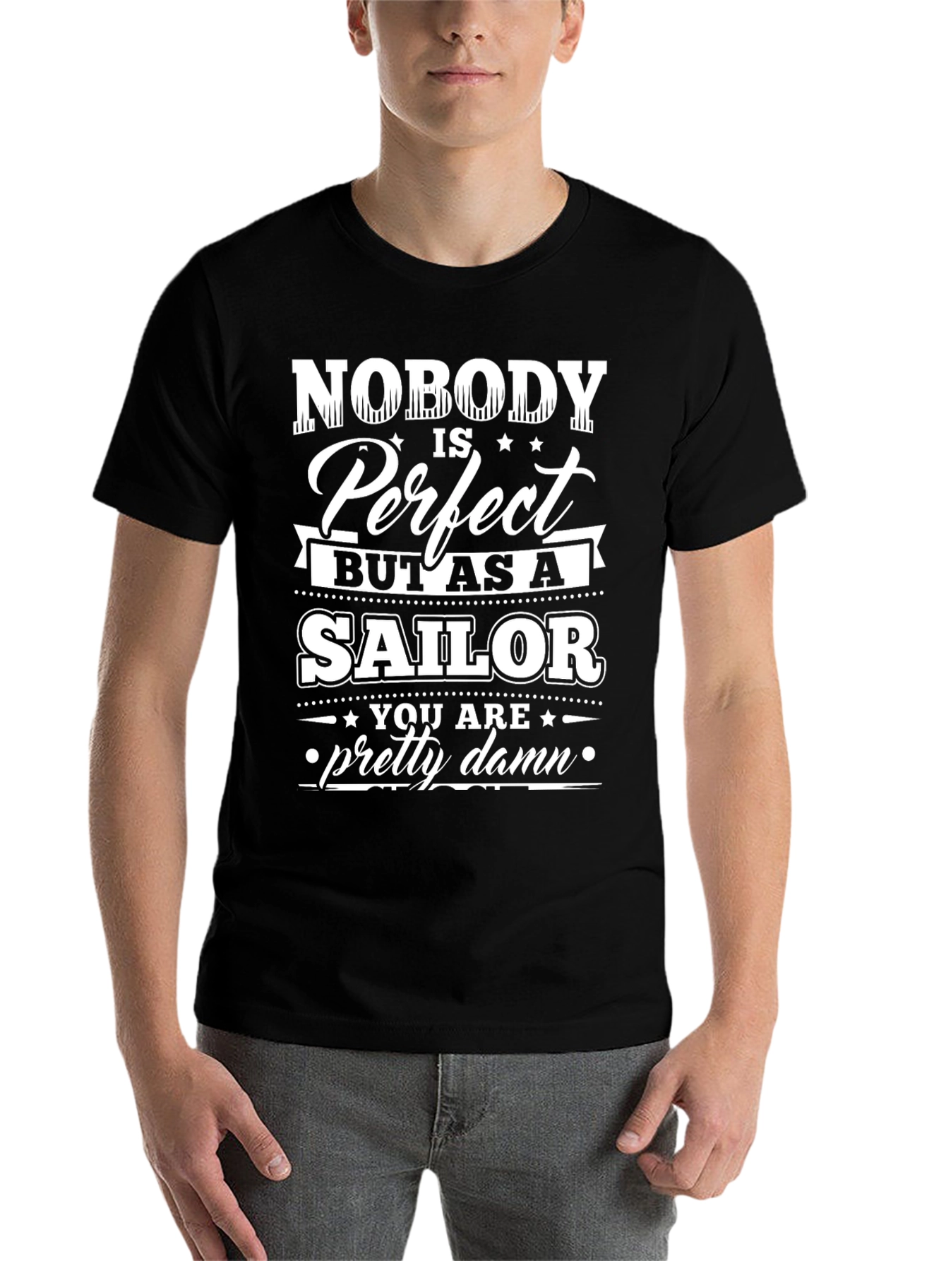 Black Sailor Perfection T-Shirt - Novelty Graphic Tee view 7