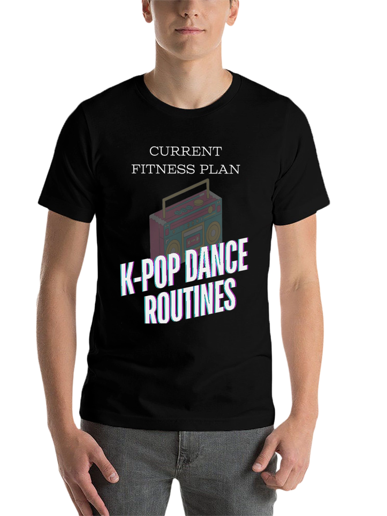 Black K-Pop Dance Fitness Plan Black T-Shirt view 7