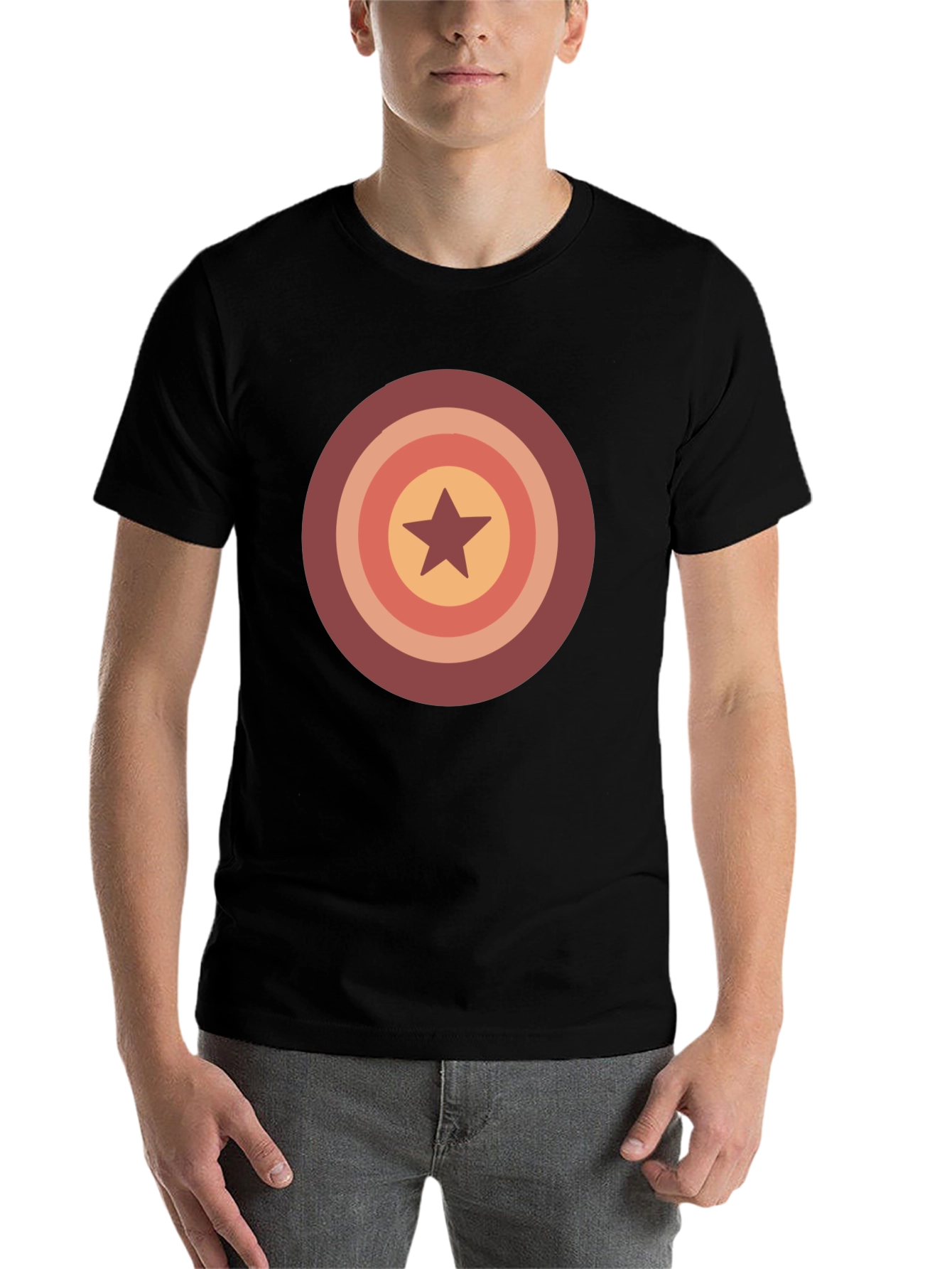 Black Retro Star Target Graphic Tee - Casual Wear view 7