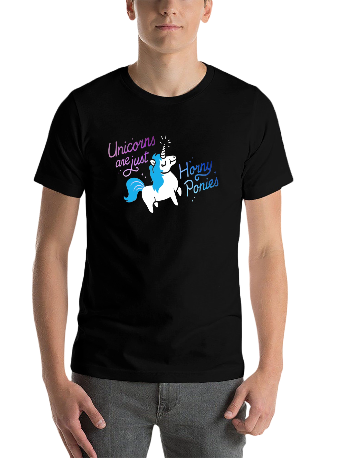 Black Unicorns Are Just Horny Ponies Graphic T-Shirt view 7