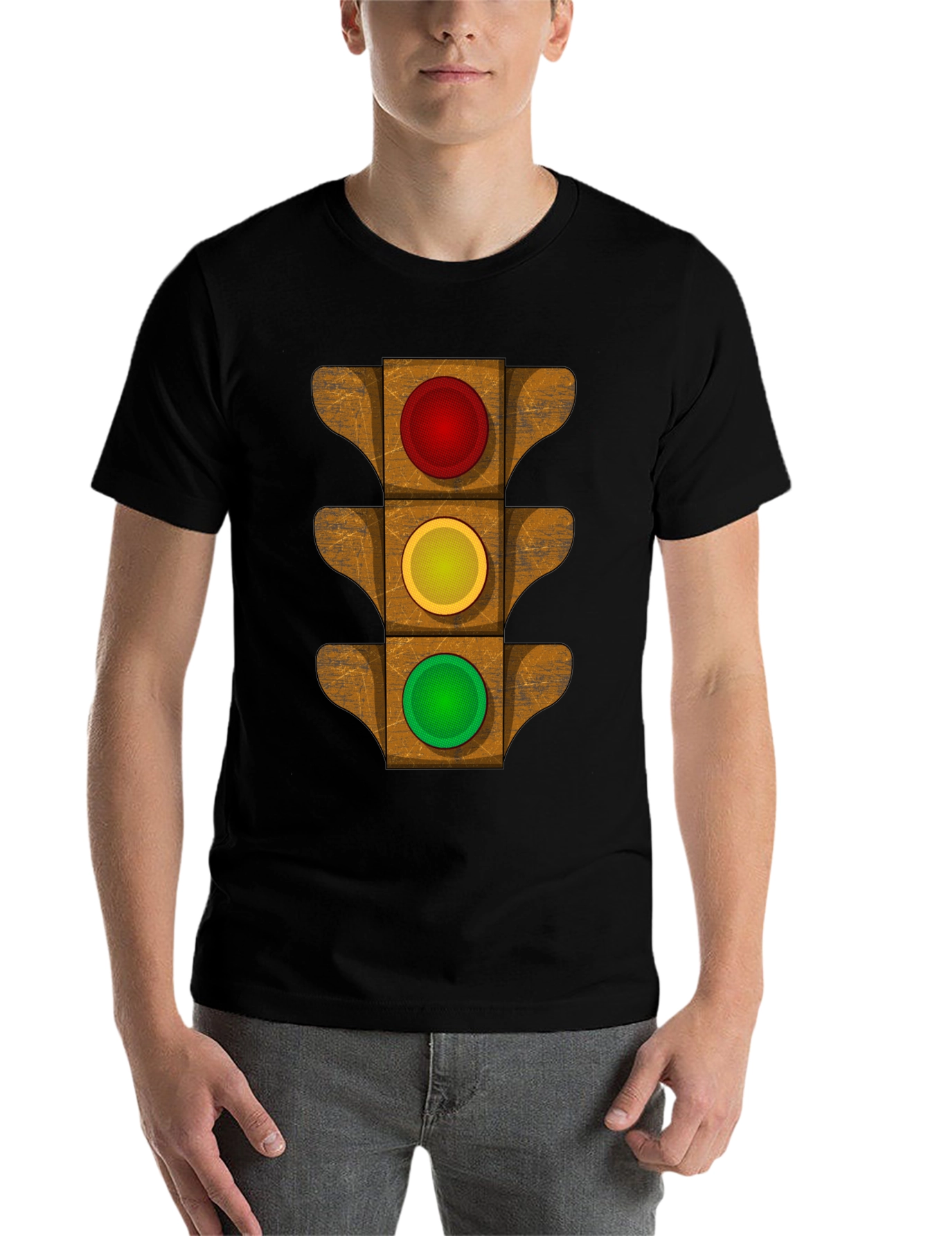Black Traffic Light Graphic Tee - Novelty Design view 7