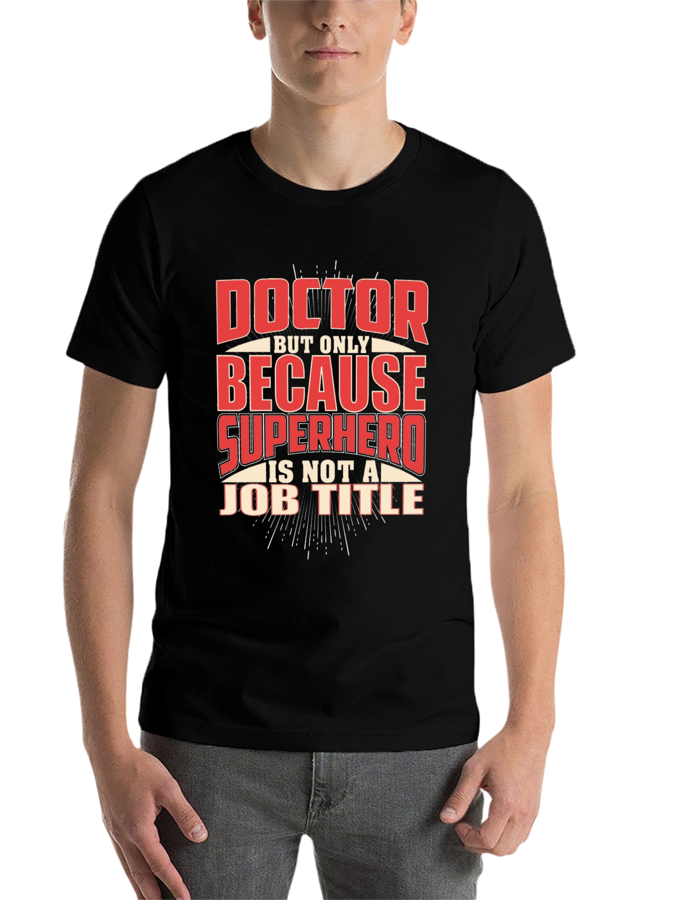 Black Doctor Superhero Job Title Novelty T-Shirt view 7