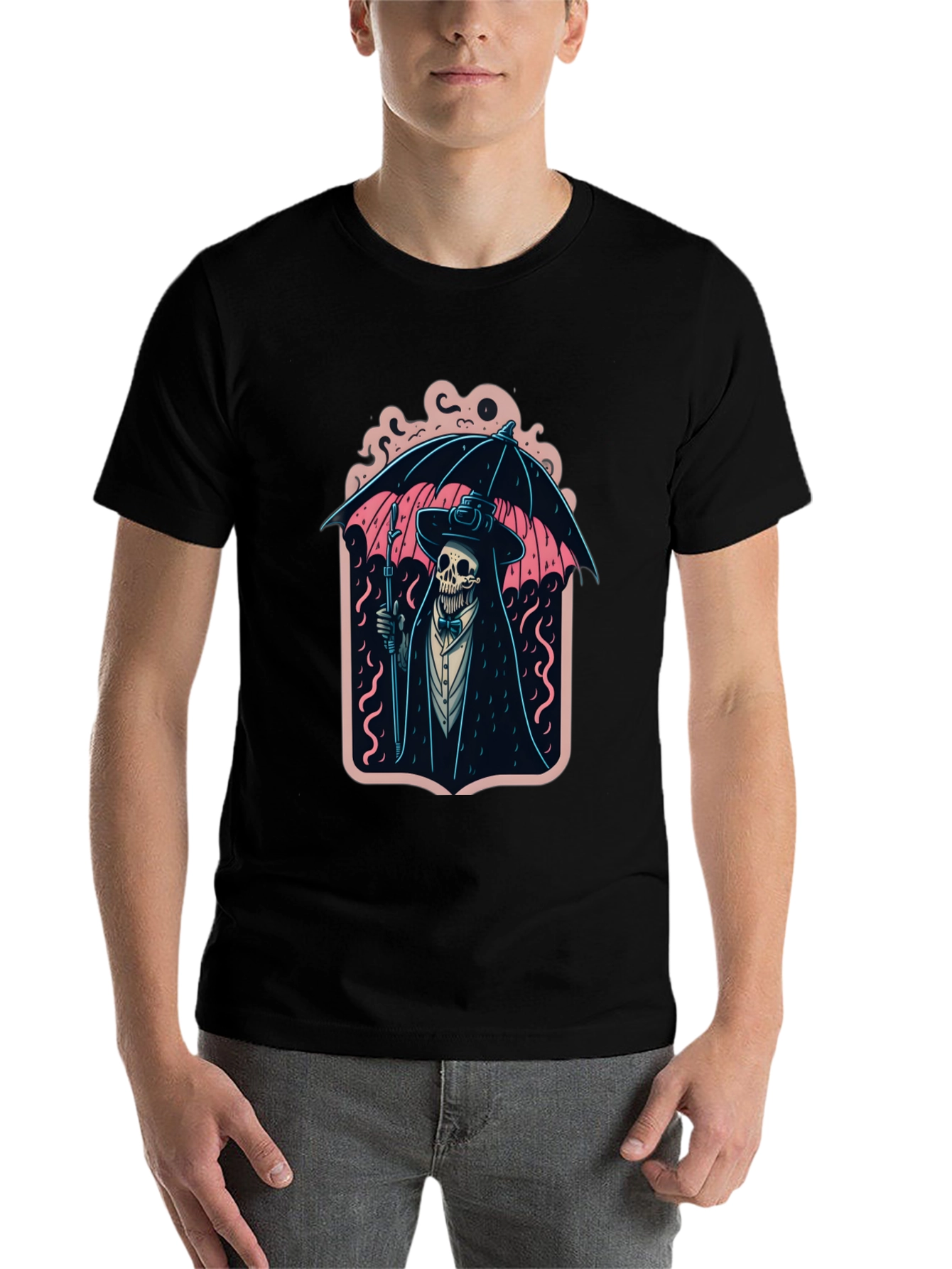 Black Grim Reaper Umbrella Graphic Tee view 7