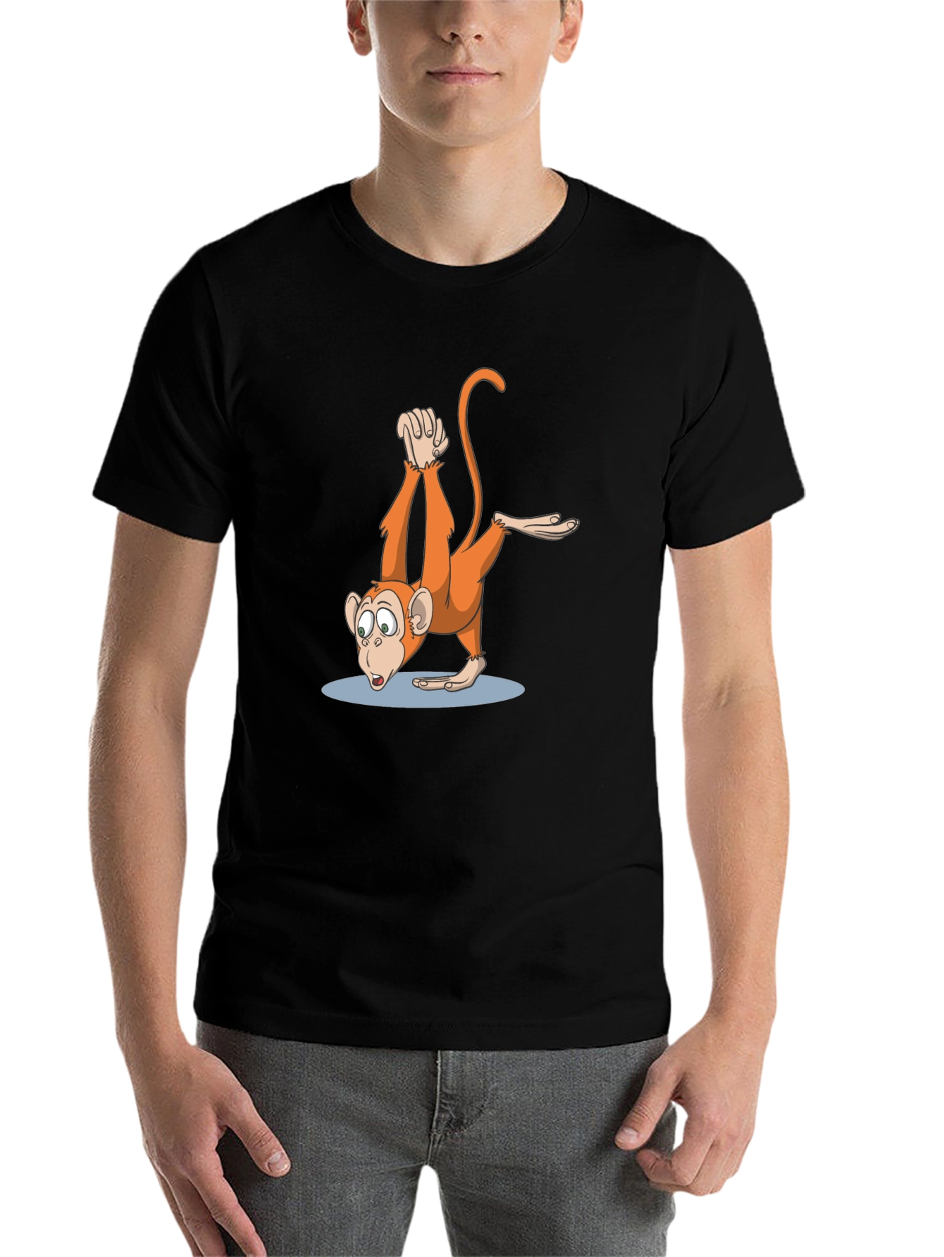 Black Monkey Cartoon Graphic Tee - Black view 7