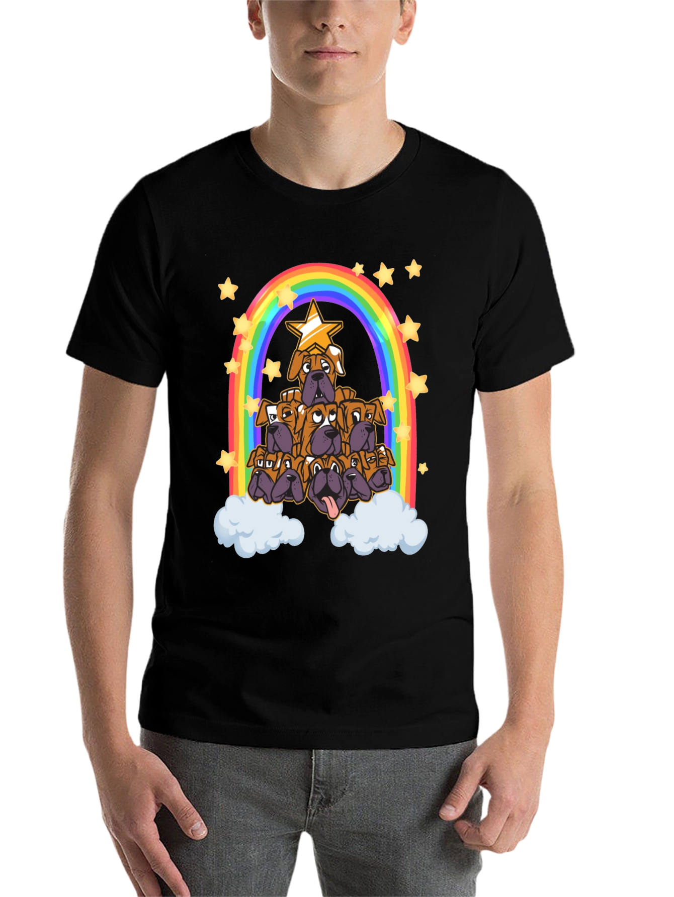 Black Boxer Dog Rainbow T-Shirt view 7